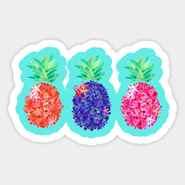 Floral Pineapples Sticker by AmayaBrydon